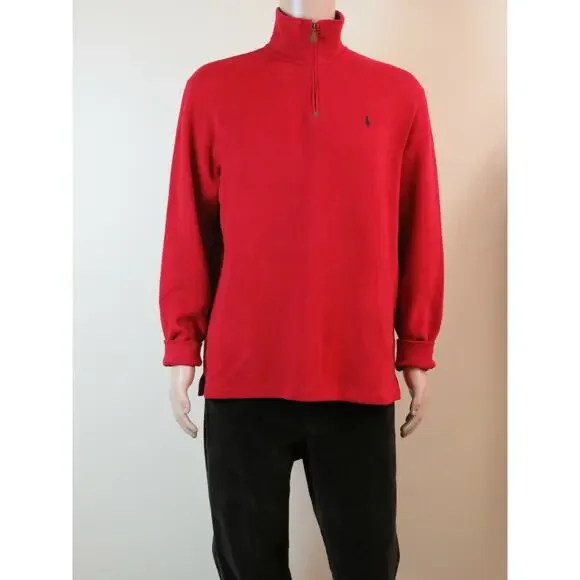 NWT RALPH LAUREN POLO RED COTTON LONG SLEEVE ESTATE RIB QUARTER ZIP PULLOVER XL - Picture 3 of 12